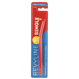 Revyline SM1000 SINGLE Зубная щетка монопучковая красная/желтая щетина мягкая