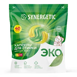 SYNERGETIC Капсулы-гель Color гипоаллергенные 40 шт