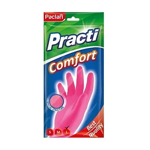 Paclan Перчатки резиновые Comfort L, розовые
