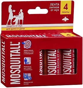 Mosquitall Лента от мух липкая, 4шт