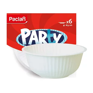 Paclan Party Тарелка пластиковая для супа/салата белая Classic 185мм 6шт