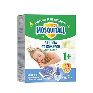 Mosquitall Комплект электрофумигатор+жидкость от комаров Нежная защита д/детей 30 ночей