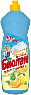 Биолан Жидкость для посуды Апельсин и Лимон, 900мл