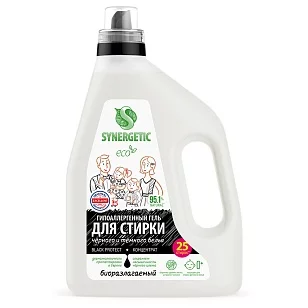 SYNERGETIC Средство для стирки для черного белья гель, 1,5л