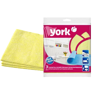 YORK Салфетка вискозная перфорированная 34х35см 3шт