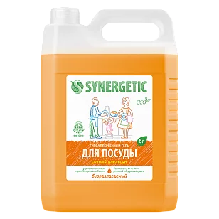 SYNERGETIC Средство для мытья посуды, игрушек Сочный апельсин, 5л