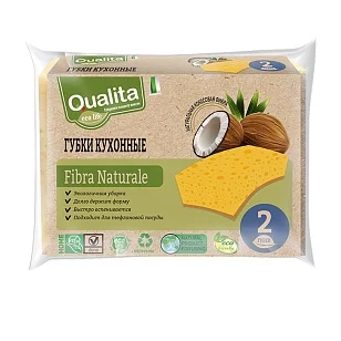 QUALITA Губки кухонные FIBRA NATURALE Eco life, 2шт