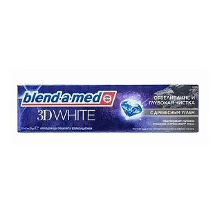 Blend-a-Med Зубная паста 3D White Отбеливание и глубокая чистка Древесный, Уголь