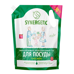 SYNERGETIC Средство д/мытья посуды, игрушек Алоэ 1,5л