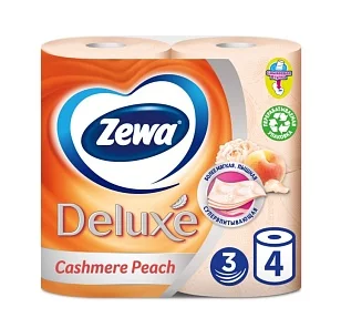 ZEWA Deluxe Туалетная бумага 3-слойная Персик, 4шт