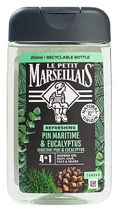 Le Petit Marseillais Гель д/душа для мужчин Сосна и Эвкалипт 4в1 250мл (12шт)