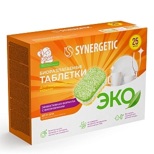 SYNERGETIC Таблетки для ПММ бесфосфатные, 25шт