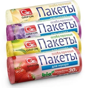 GRIFON Bio Пакеты для мусора Микс 9мкм 30л ПНД 20шт в, рулоне