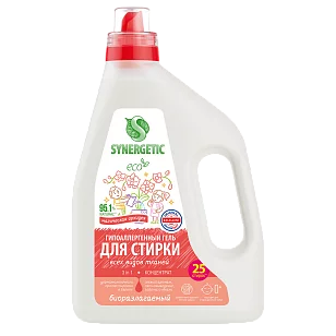 SYNERGETIC Средство д/стирки 3в1 гель 1,5л