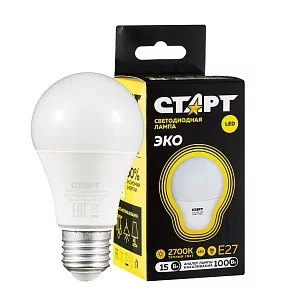 СТАРТ Эко Лампа светодиодная Груша 15W 2700 К Е27 Теплый, свет