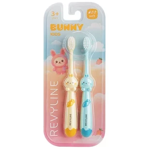 Revyline BUNNY DUO Зубная щётка детская 3+ желтая/голубая мягкая