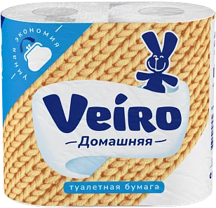 Вейро Домашняя Туалетная бумага 2-слойная, 4шт