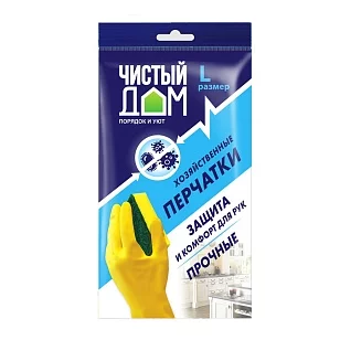 Чистый дом Перчатки хозяйственные латексные, L