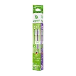 SYNERGETIC Зубная щетка Eco dental care medium (фиол/зел) 20шт