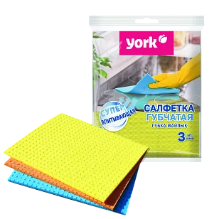YORK Салфетка губчатая 15,5х17,5см 3шт (25шт)