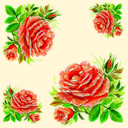Вейро Салфетки бумажные 3-слойные Розы 33х33см, 20шт