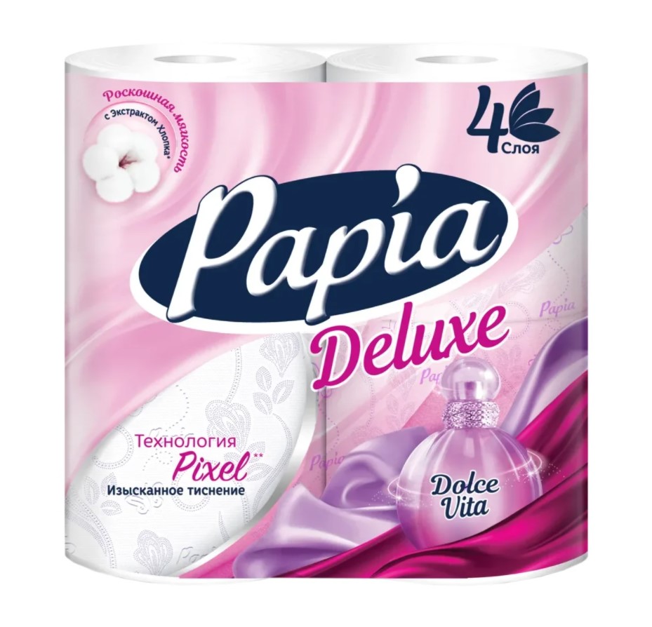 Papia Delux Туалетная бумага Арома Дольче Вита 4-слойная, 4шт