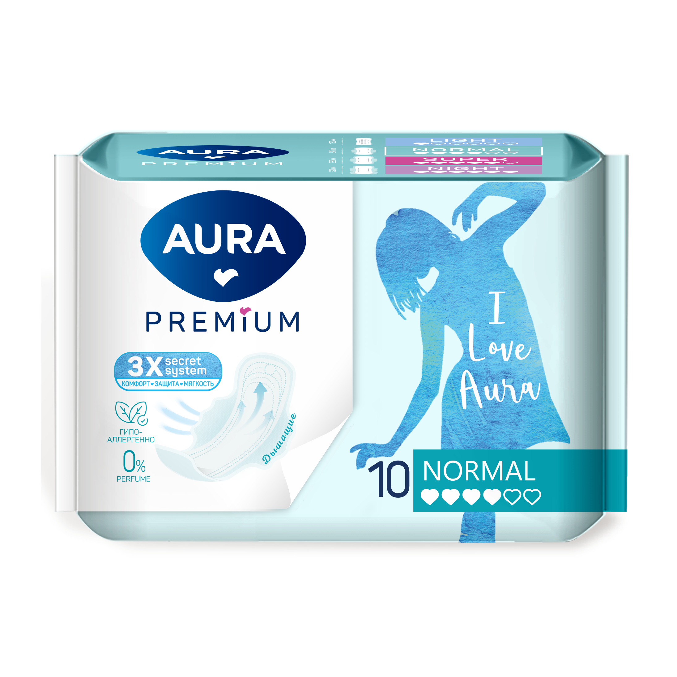 AURA Premium Прокладки женские гигиенические Normal, 10шт