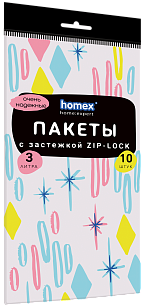 HOMEX Пакеты зип-лок д/заморозки и хранения Очень надёжные 3л 10шт