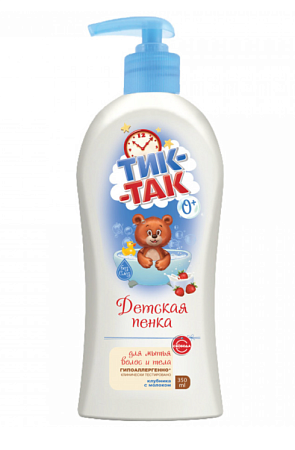 Свобода Тик-Так Пенка для мытья волос и тела детская клубника с молоком 0+ 350мл (6шт в, кор)