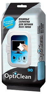 Opti Clean Салфетки влажные для экранов всех типов, 90шт