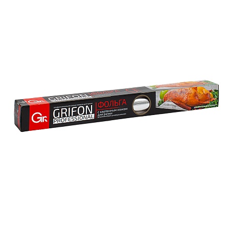 GRIFON PROFESSIONAL Фольга с тиснением алюм. пищевая 29см × 9м в футляре c картонным, ножом