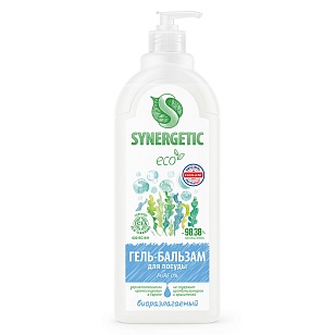 SYNERGETIC Средство для мытья посуды Pure 0% без запаха, 1л