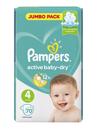Pampers Active Baby Подгузники макси (9-14 кг), 70шт