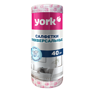 YORK Салфетки вискозные Тюльпан Премиум в рулоне 25х40см 40шт