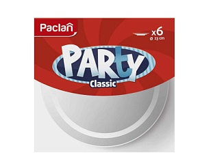 Paclan Party Тарелка пластиковая белая Classic 230мм 6шт