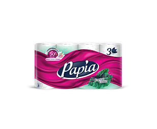 Papia Туалетная бумага Тропическая экзотика 3-слойная 8шт