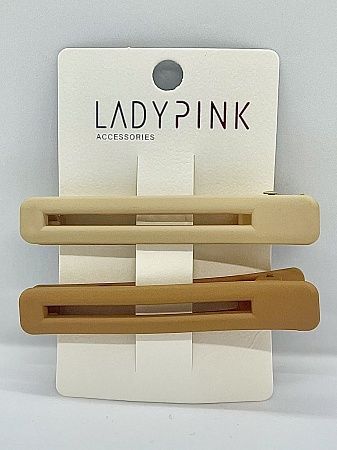 LADY PINK Набор заколок зажимов PLASTIC (бежевый и коричневый), 2шт