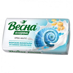 Весна Крем-мыло туалетное Морские минералы и соевое молочко, 90г