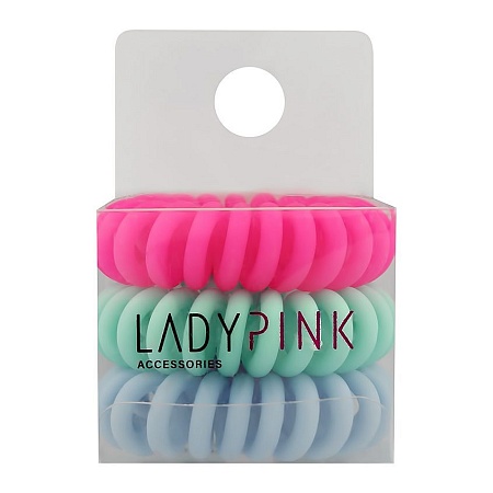 LADY PINK Набор резинок-пружинок матовых разноцветных, 3шт