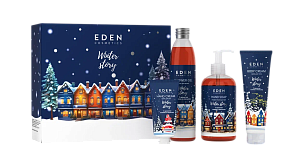 EDEN Winter story BLUE Подарочный набор №4 (Крем для рук+Жидкое мыло+Гель для душа+Крем для тела)