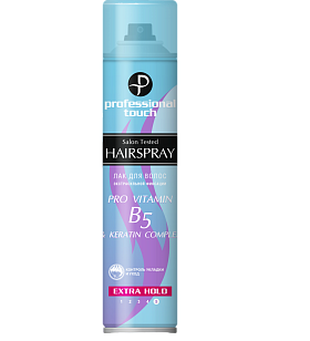 Professional Touch Лак д/волос Pro-Vitamin B5 & Keratin Complex экстрасильная фиксация 265мл