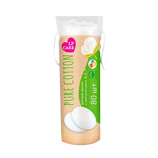 LP CARE Диски ватные Pure cotton с витаминами A, E, F 80шт