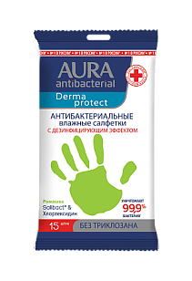 AURA Влажные салфетки антибактериальные Ромашка pocket-pack 15шт