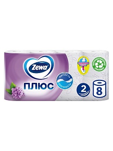 ZEWA Plus Туалетная бумага 2-слойная Сирень, 8шт
