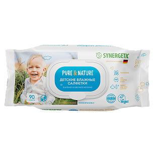 SYNERGETIC Салфетки влажные детские Пантенол и овсяное молочко 60шт