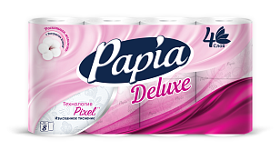 Papia Delux Туалетная бумага 4-слойная, 8шт