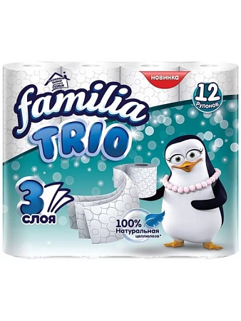 Familia Trio Туалетная бумага 3-слойная, 12шт