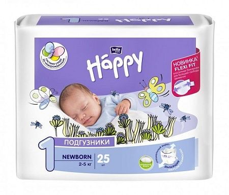 Bella Baby Happy Подгузники для детей Newborn (2-5кг), 25шт