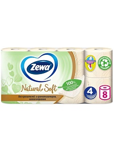 ZEWA Natural Soft Туалетная бумага 4-cлойная 8шт