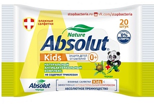 Absolut kids Влажные салфетки гигиенические детские, Череда